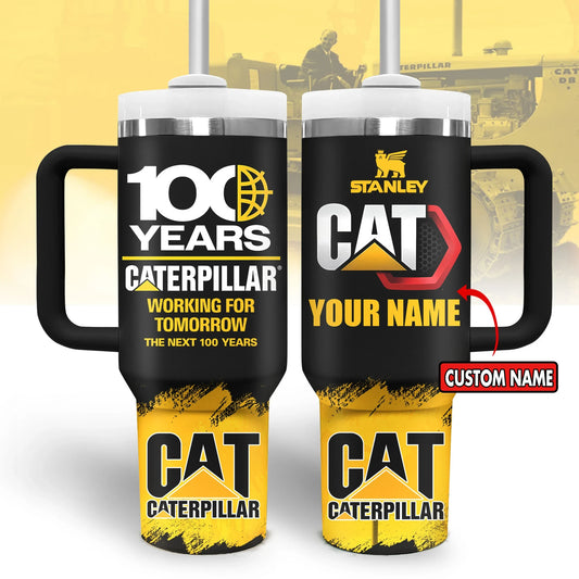 Custom Name CAT 100 Years Handle Tumbler
