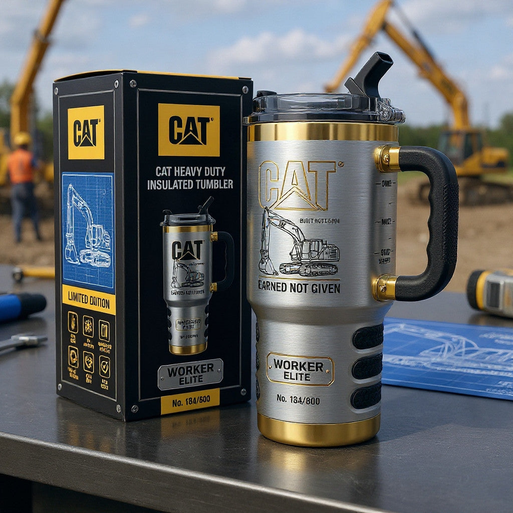 CAT Tumbler with Handle and Straw
