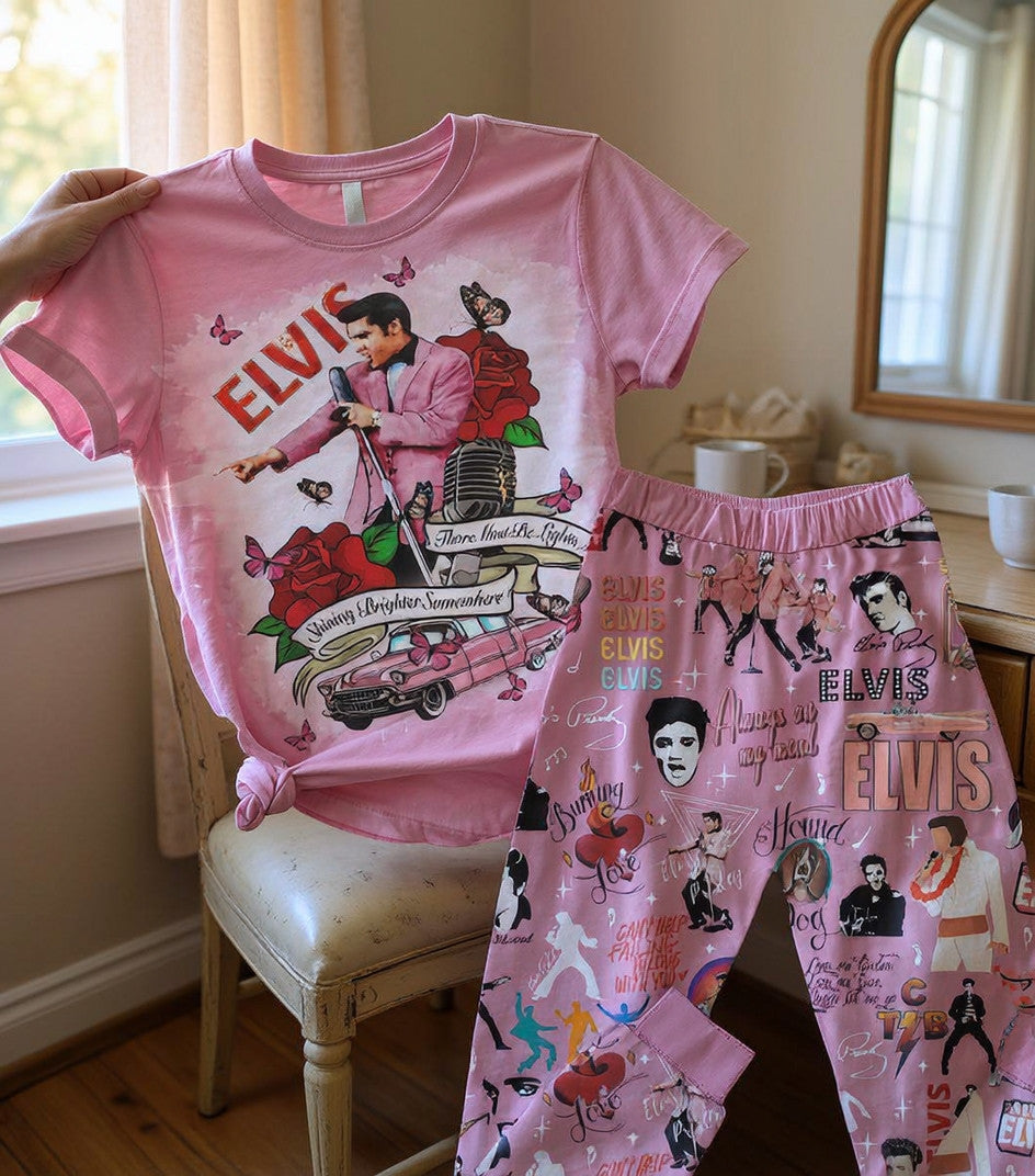 ELVIS 2D Pajamas T-Shirt & Sweatpants Set THAOVTT722