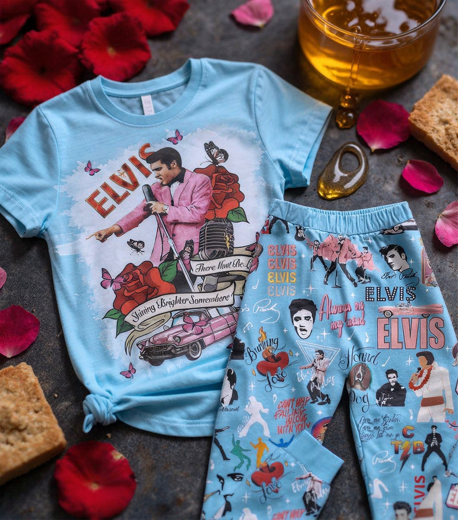 ELVIS 2D Pajamas T-Shirt & Sweatpants Set THAOVTT722