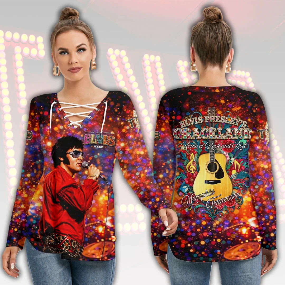 EP Women’s Long Sleeve Neckline Tie Sweatshirt