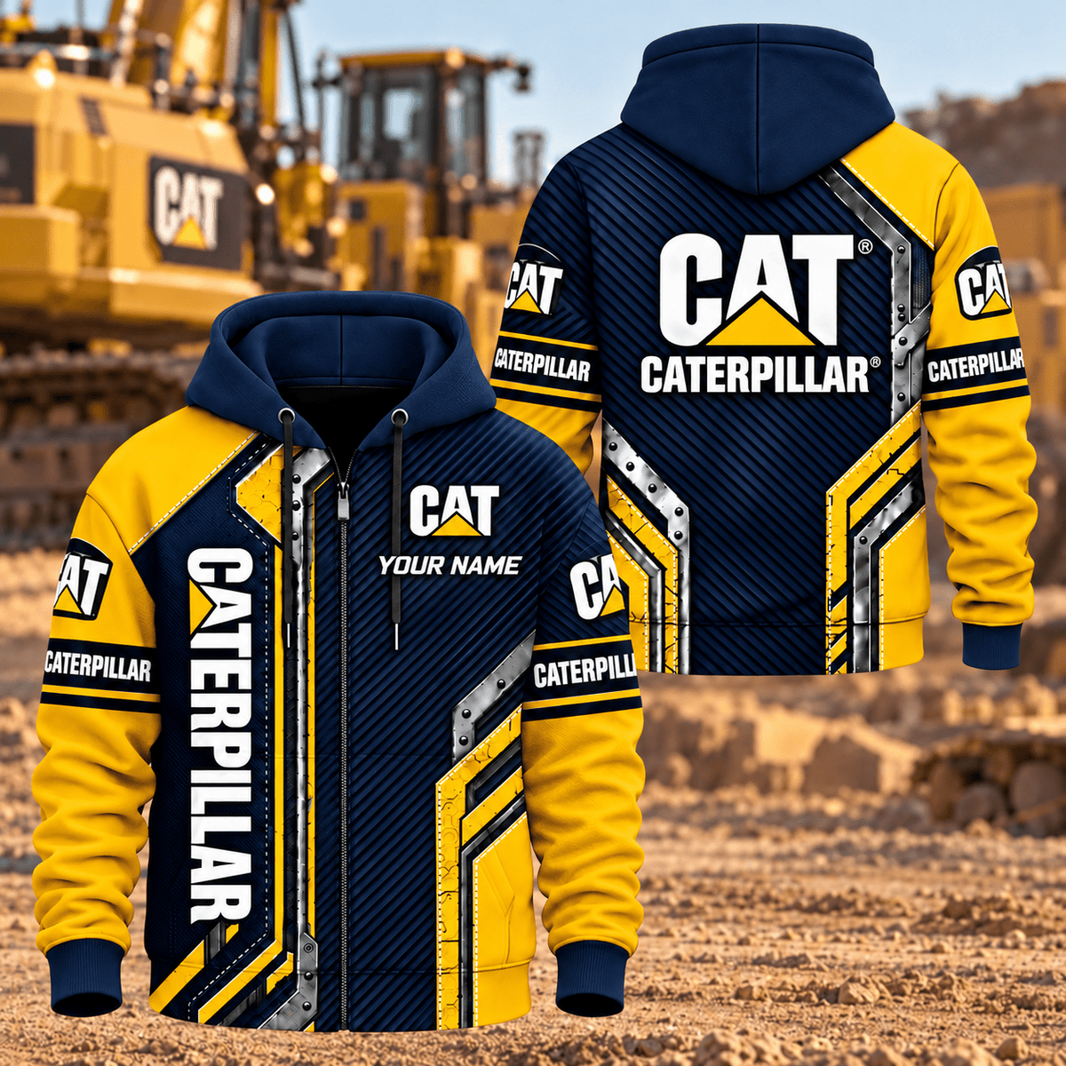 Custom Name CAT 3D Hoodie - Zip Hoodie