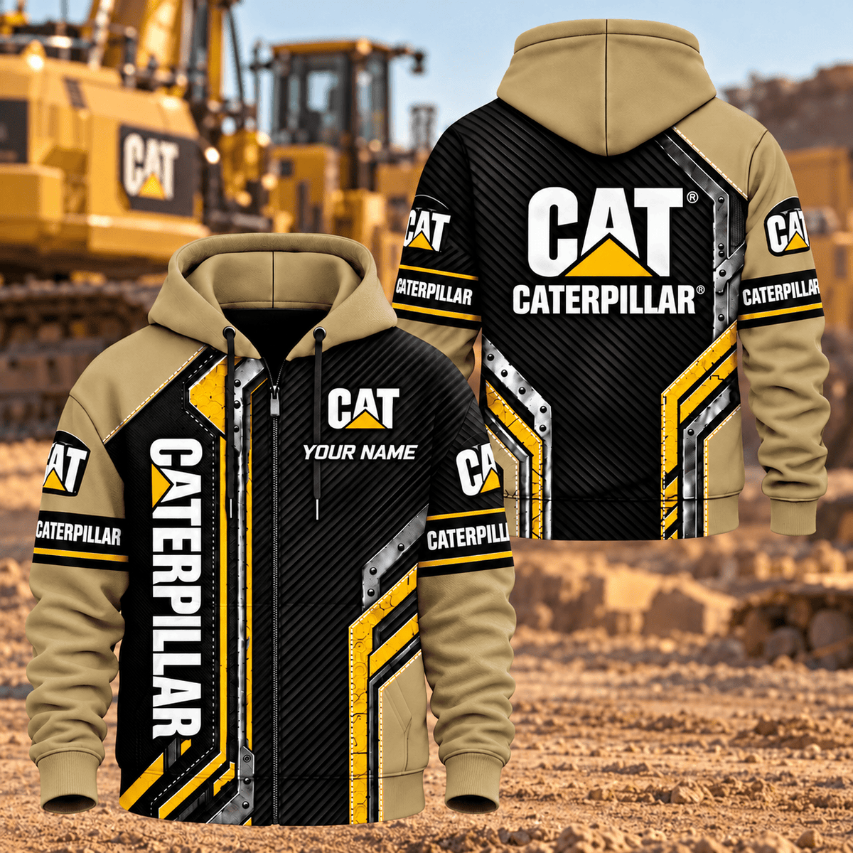 Custom Name CAT 3D Hoodie - Zip Hoodie