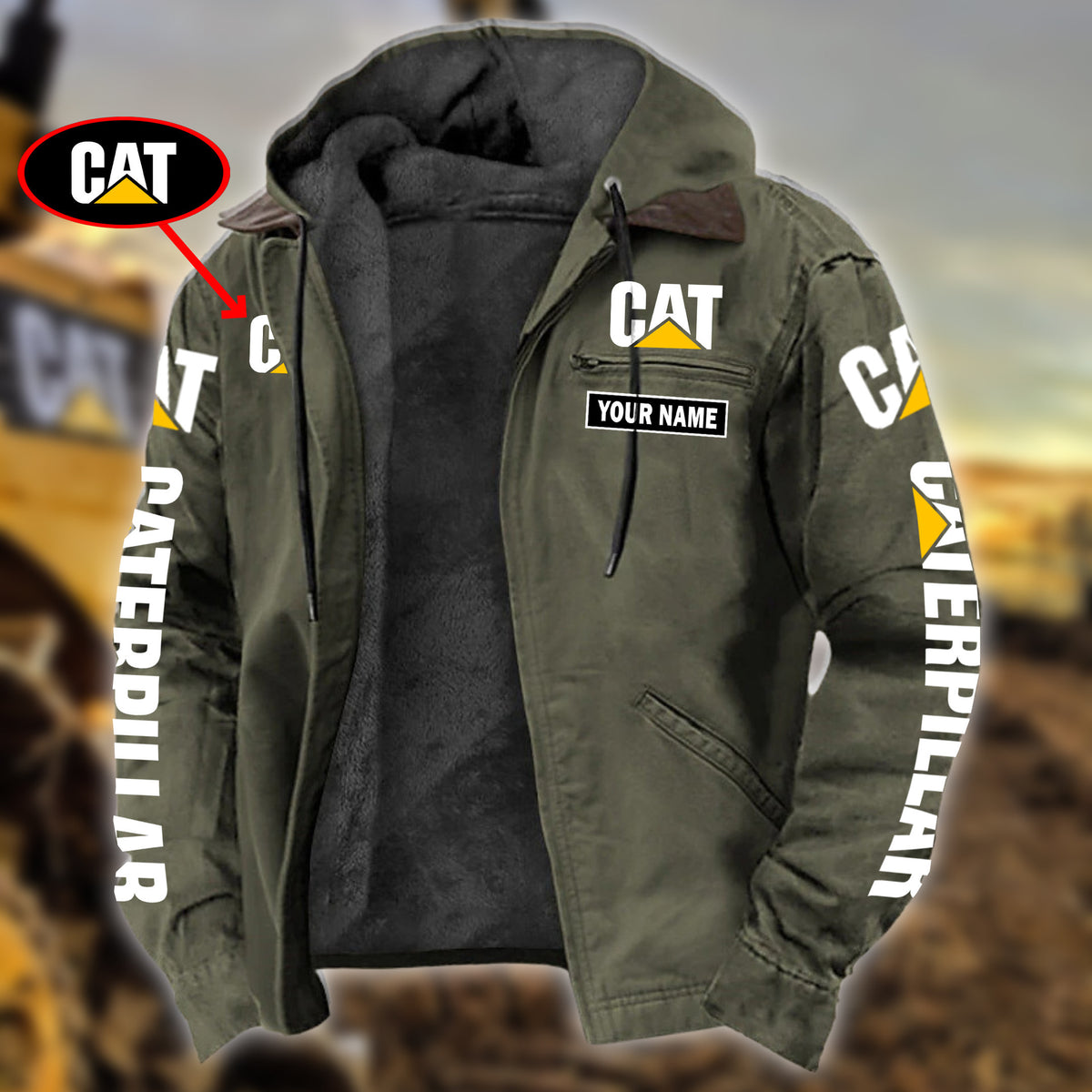 Personalized CAT Left Chest Zipper Pocket Jacket V4