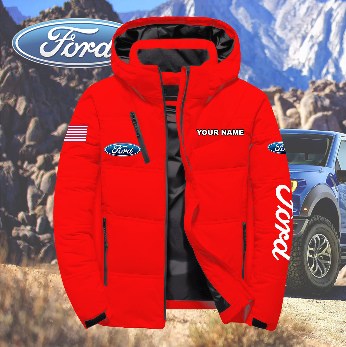 Personalized FD Down Jacket with Zipper QUY5570
