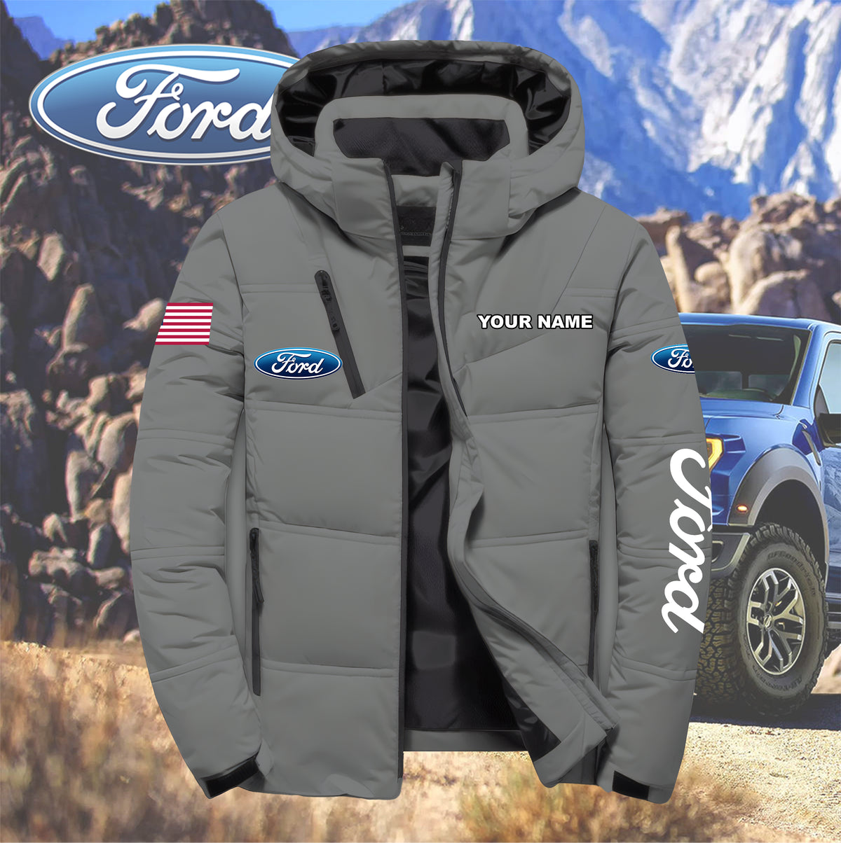 Personalized FD Down Jacket with Zipper QUY5570