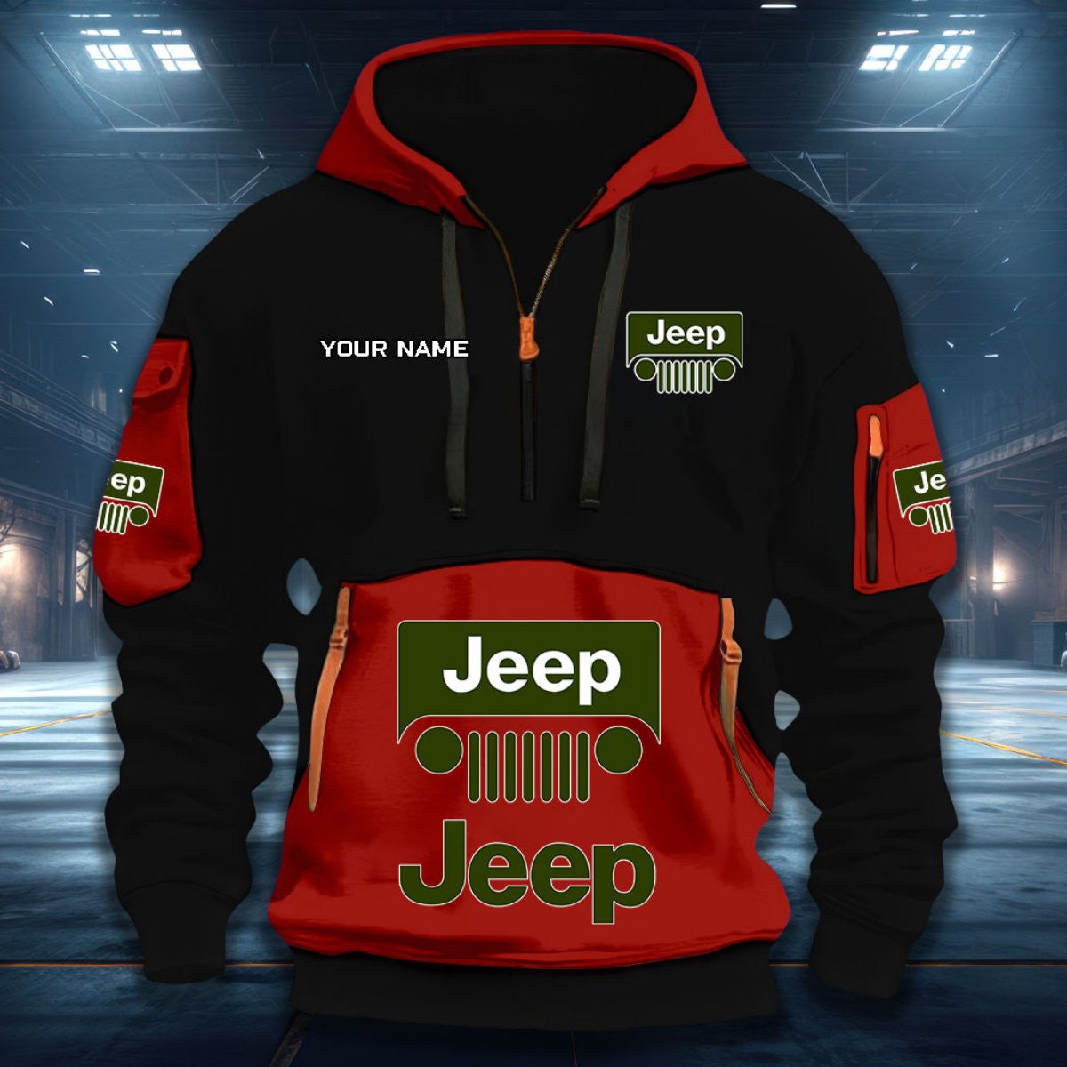 Custom Name JP DDQHZH20120 Quarter Zip Hoodie