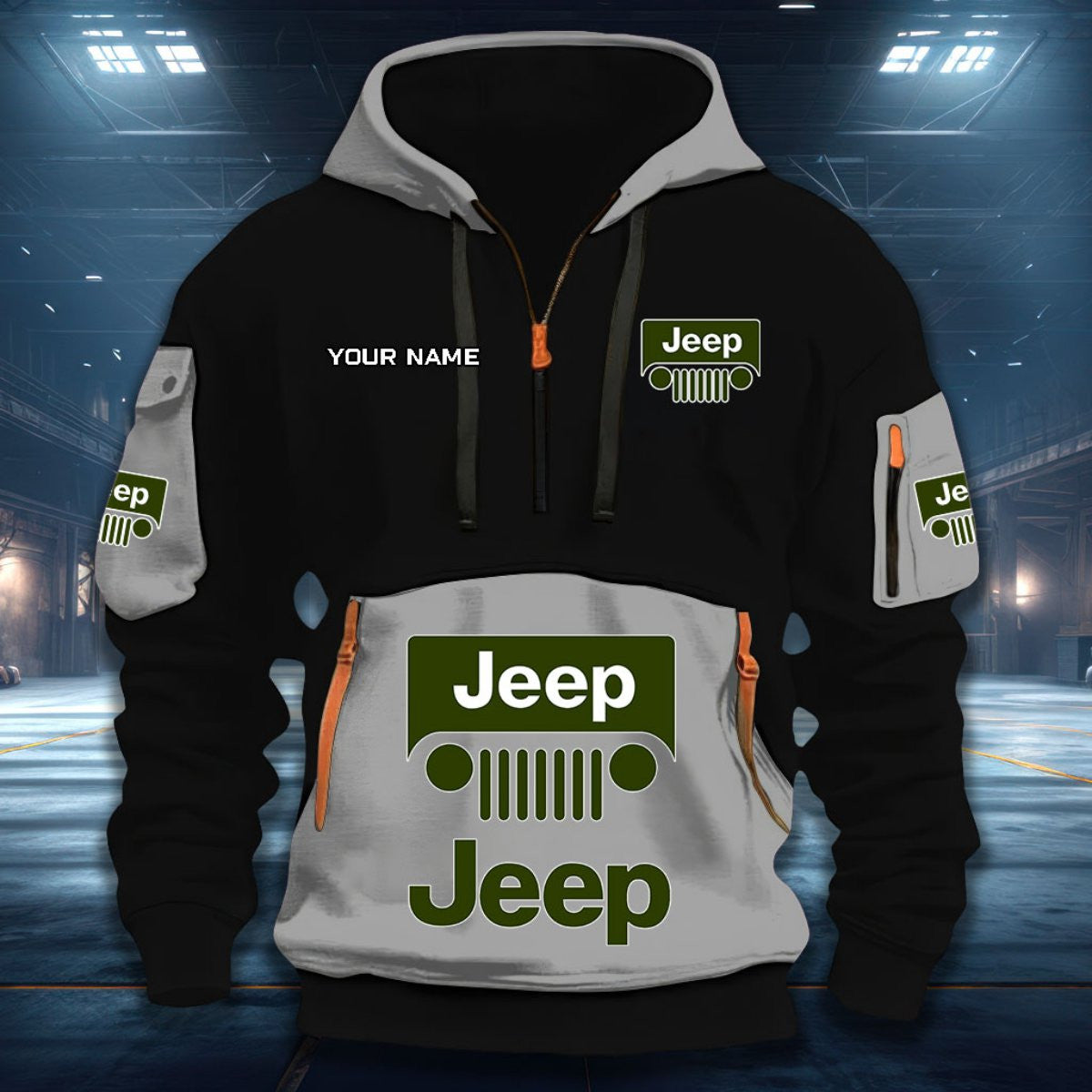 Custom Name JP DDQHZH20120 Quarter Zip Hoodie