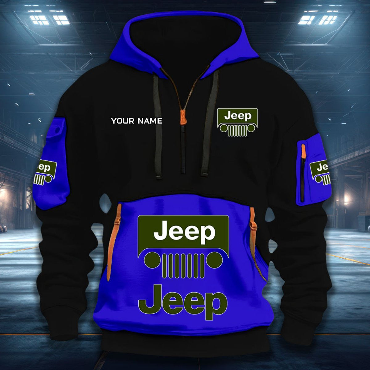 Custom Name JP DDQHZH20120 Quarter Zip Hoodie