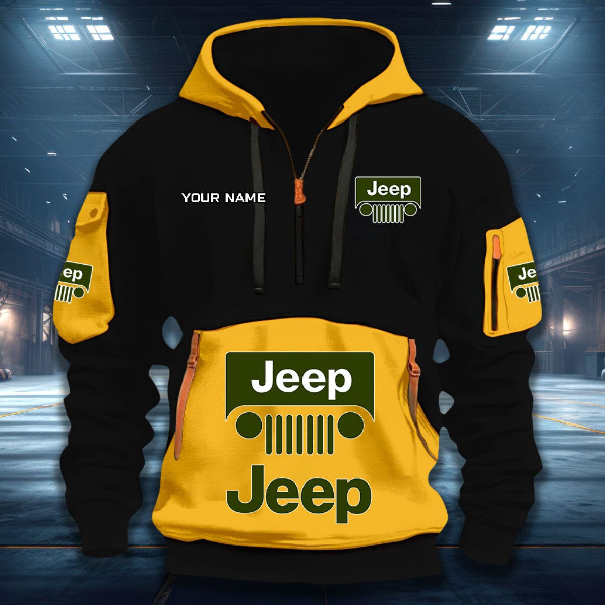 Custom Name JP DDQHZH20120 Quarter Zip Hoodie