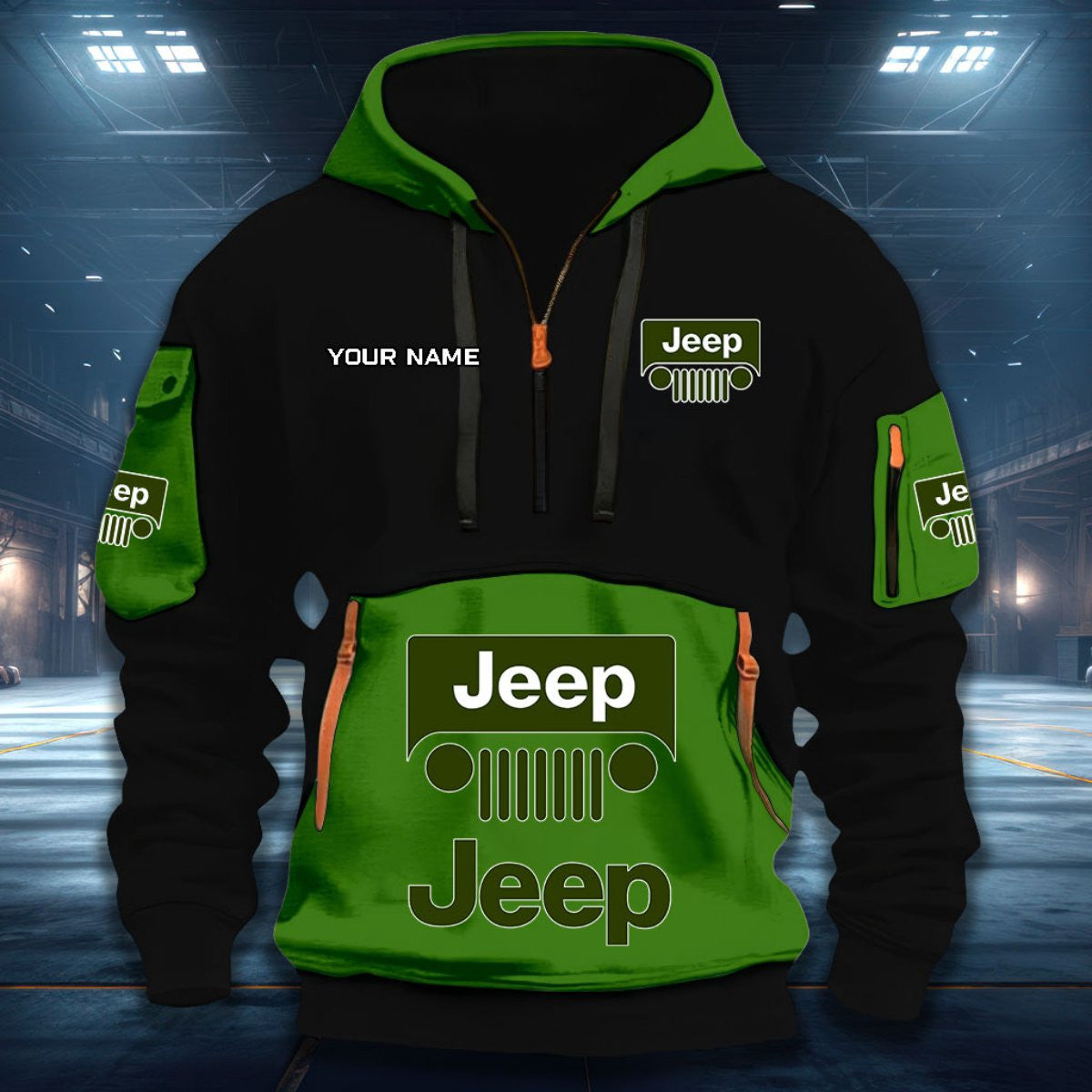 Custom Name JP DDQHZH20120 Quarter Zip Hoodie