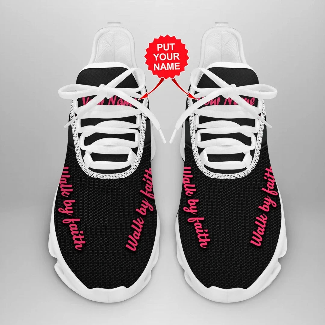Custom Name Breast Cancer Awareness "Walk By Faith" Sneaker QUY2422