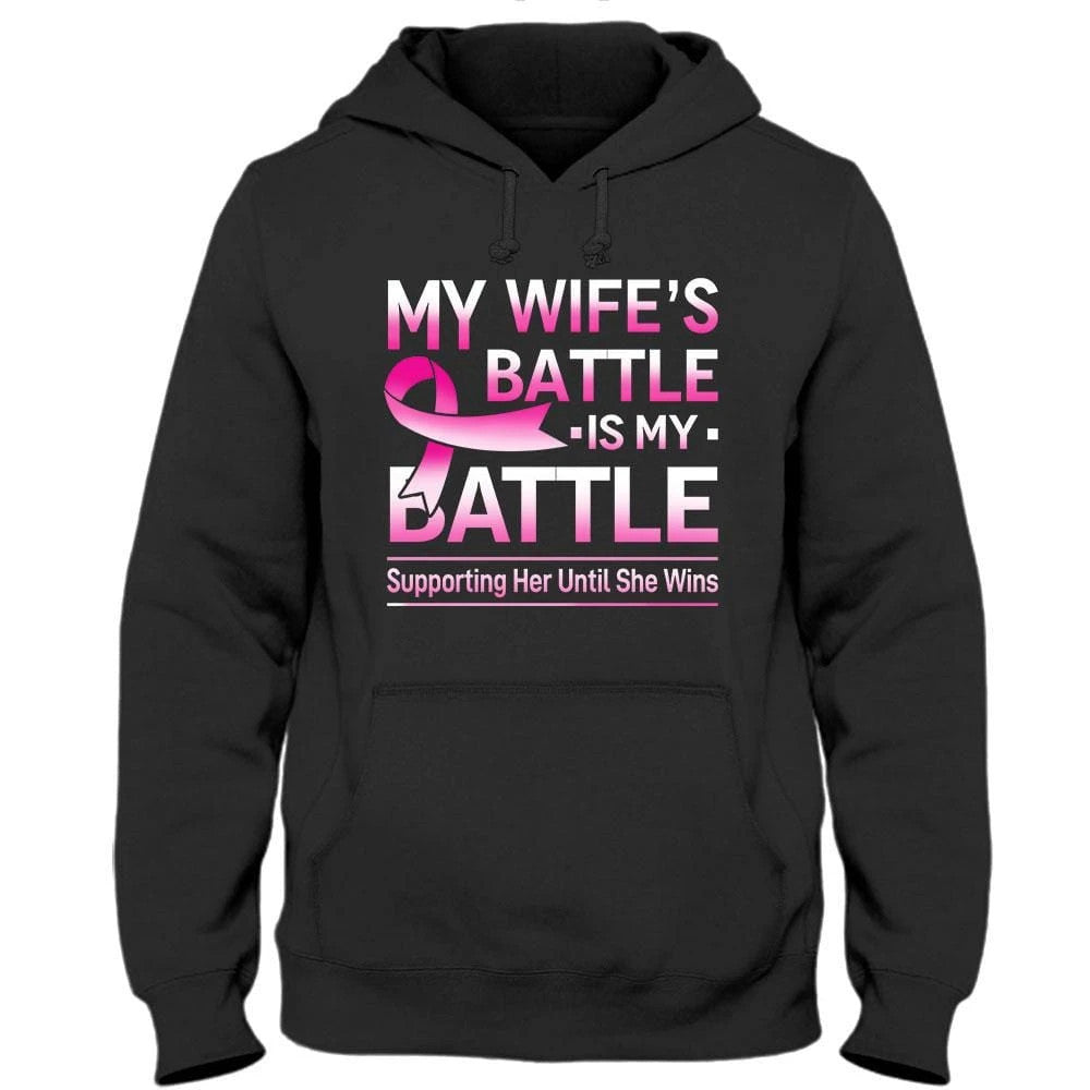 My Wife's Battle Is My Battle, Pink Ribbon, Breast Cancer Survivor Awareness Shirt THAOVTT755
