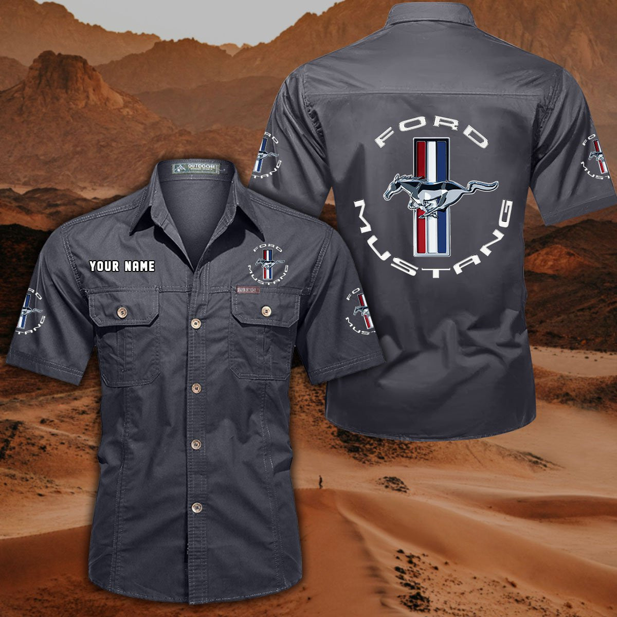 Ford Mustang FM DDQQB10014 Military Cargo Cotton Shirts