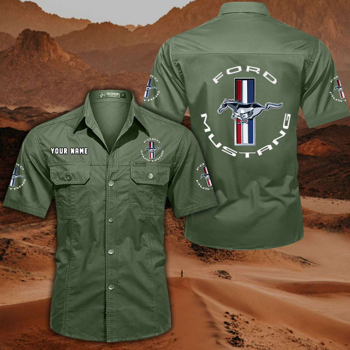 Ford Mustang FM DDQQB10014 Military Cargo Cotton Shirts