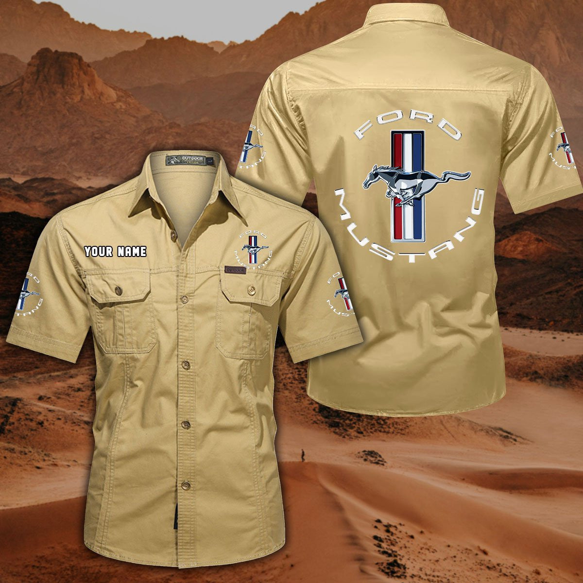 Ford Mustang FM DDQQB10014 Military Cargo Cotton Shirts