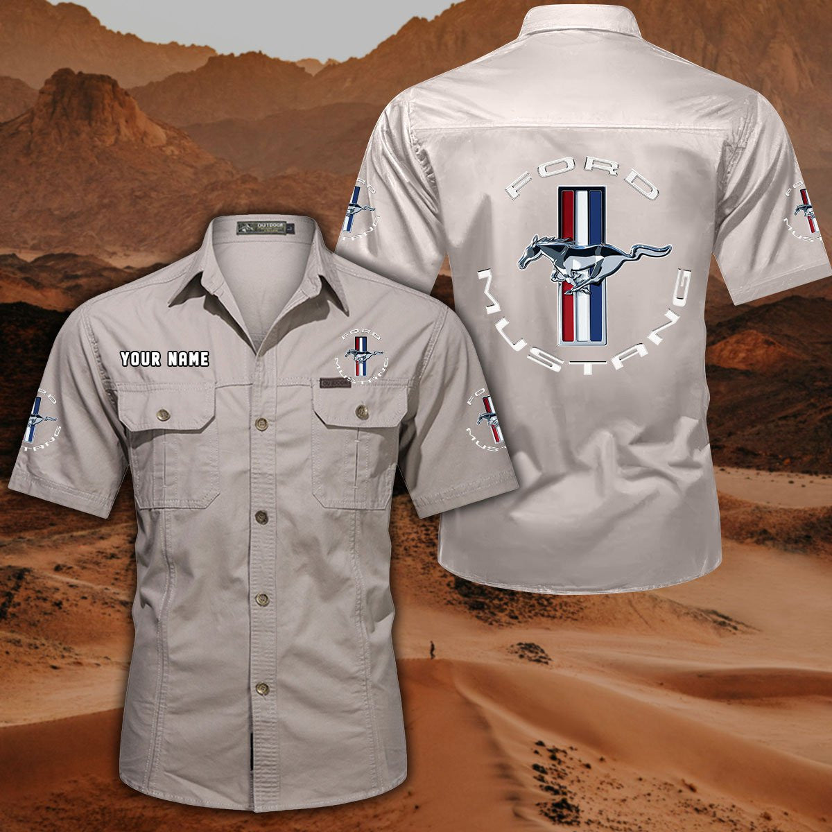 Ford Mustang FM DDQQB10014 Military Cargo Cotton Shirts