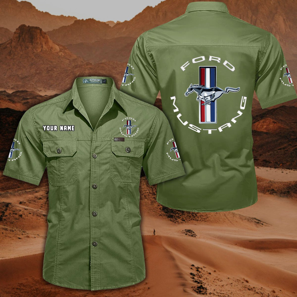 Ford Mustang FM DDQQB10014 Military Cargo Cotton Shirts