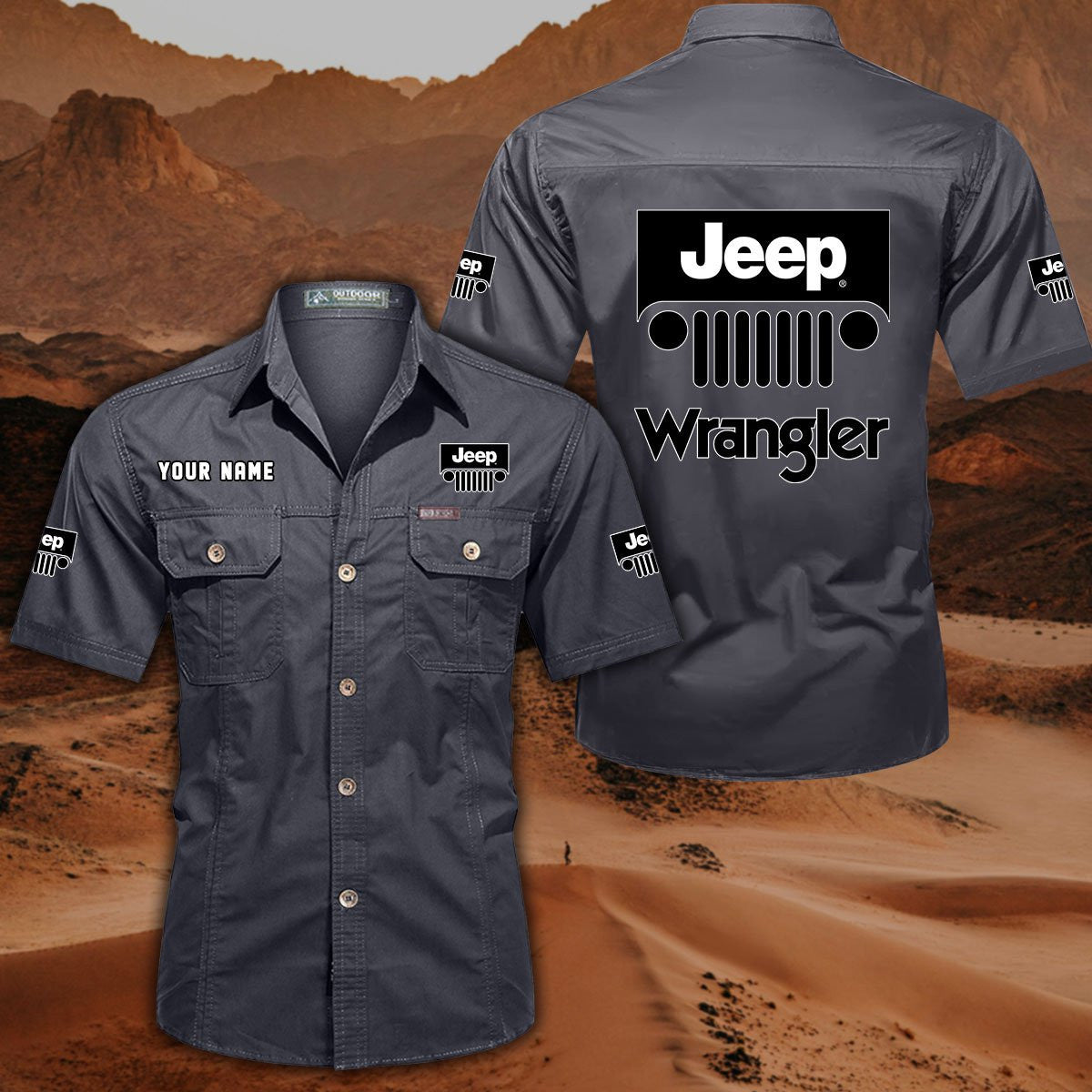 Custom Name JP Wrangler DDQQB10121 Military Cargo Cotton Shirts