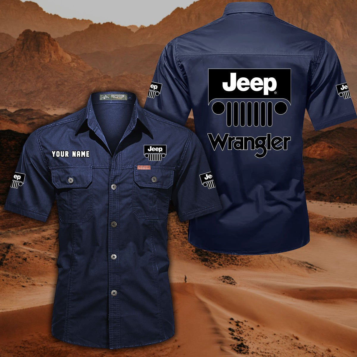 Custom Name JP Wrangler DDQQB10121 Military Cargo Cotton Shirts