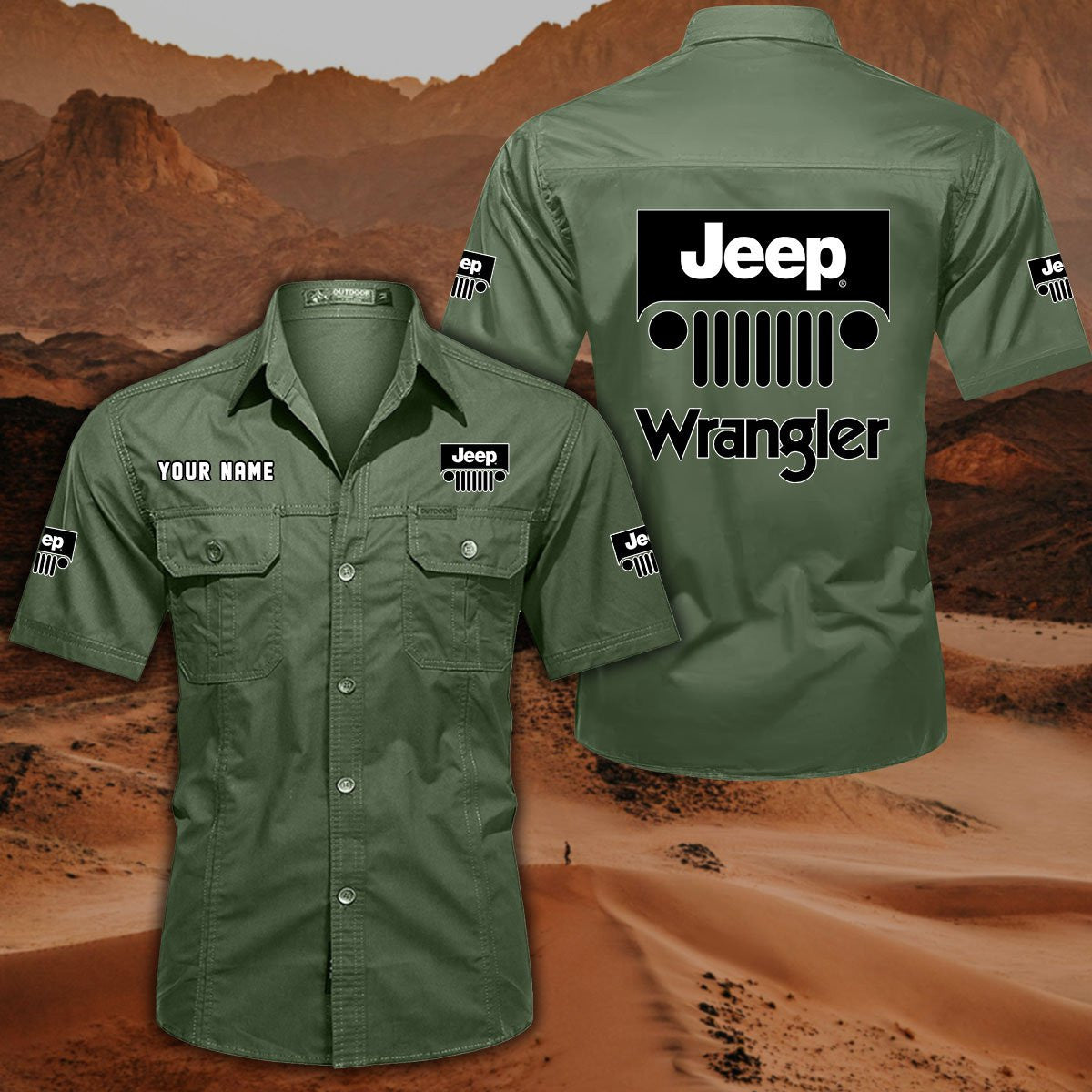 Custom Name JP Wrangler DDQQB10121 Military Cargo Cotton Shirts