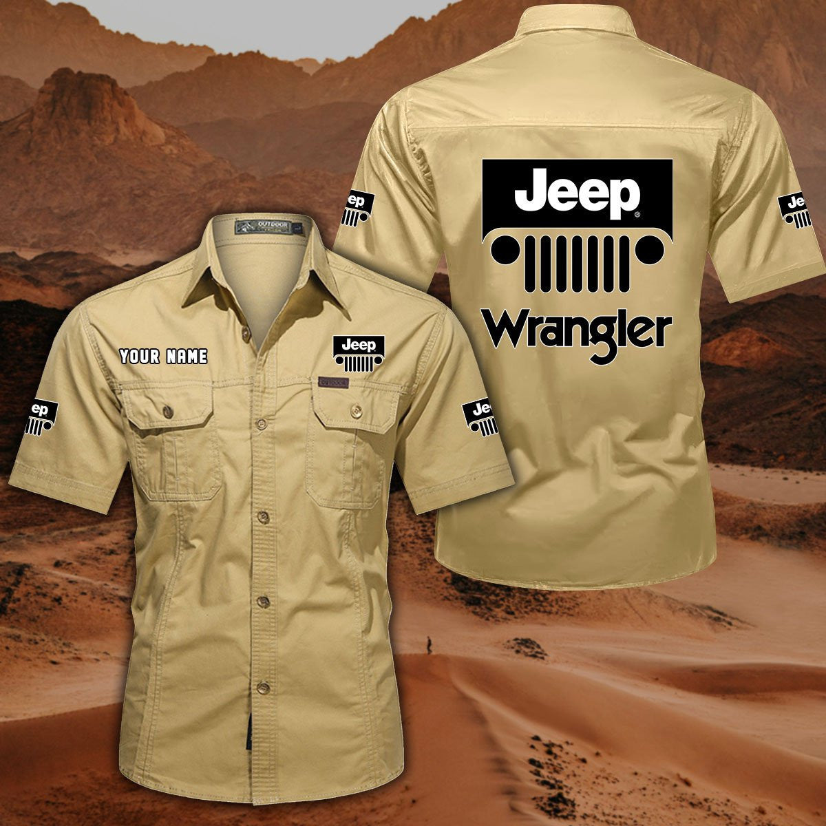 Custom Name JP Wrangler DDQQB10121 Military Cargo Cotton Shirts