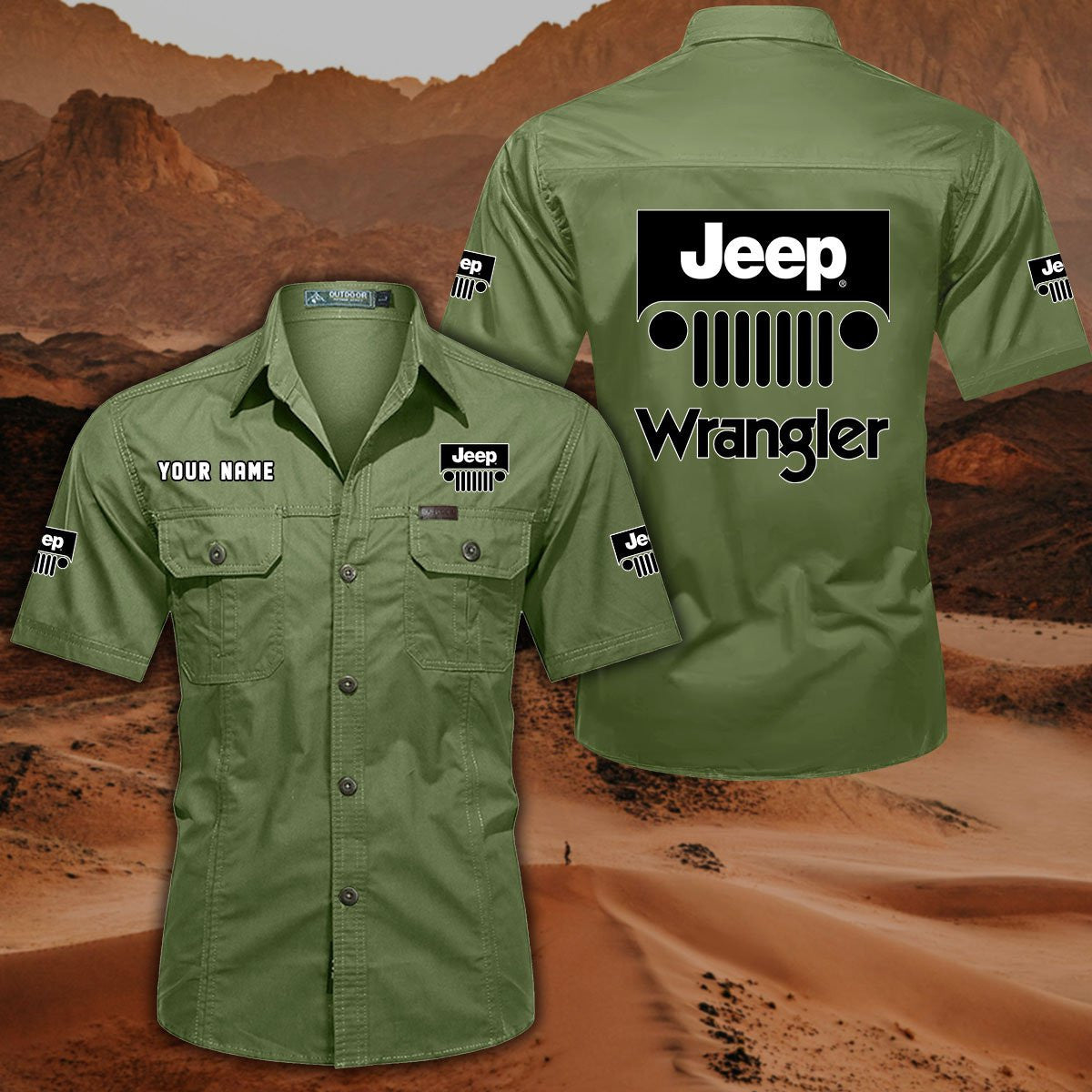 Custom Name JP Wrangler DDQQB10121 Military Cargo Cotton Shirts