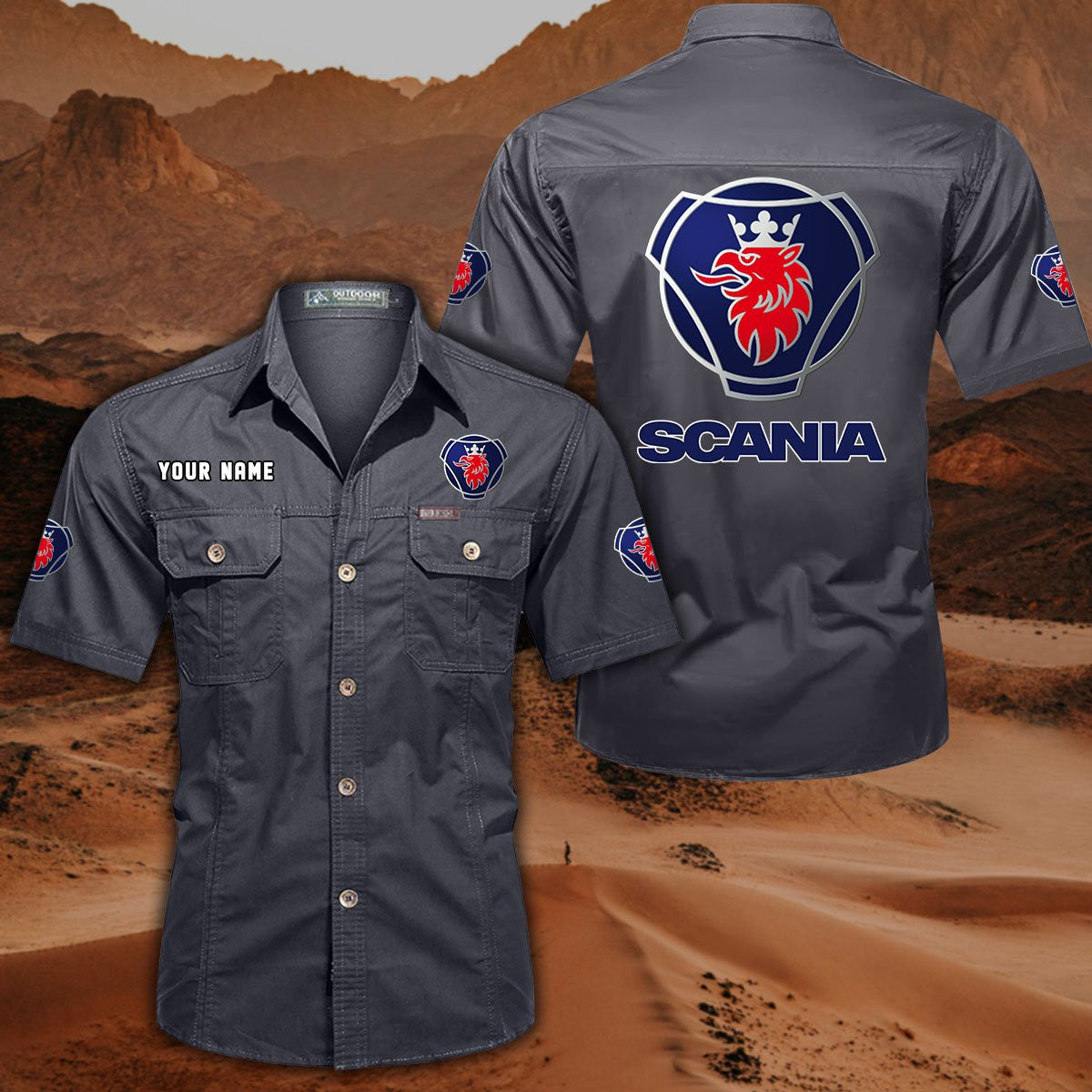SCN DDQQB10080 Military Cargo Cotton Shirts