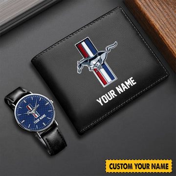 Personalized Combo Leather Strap Watch + Leather Wallet For Car Lover - Limited Edition CR011504 TH3941