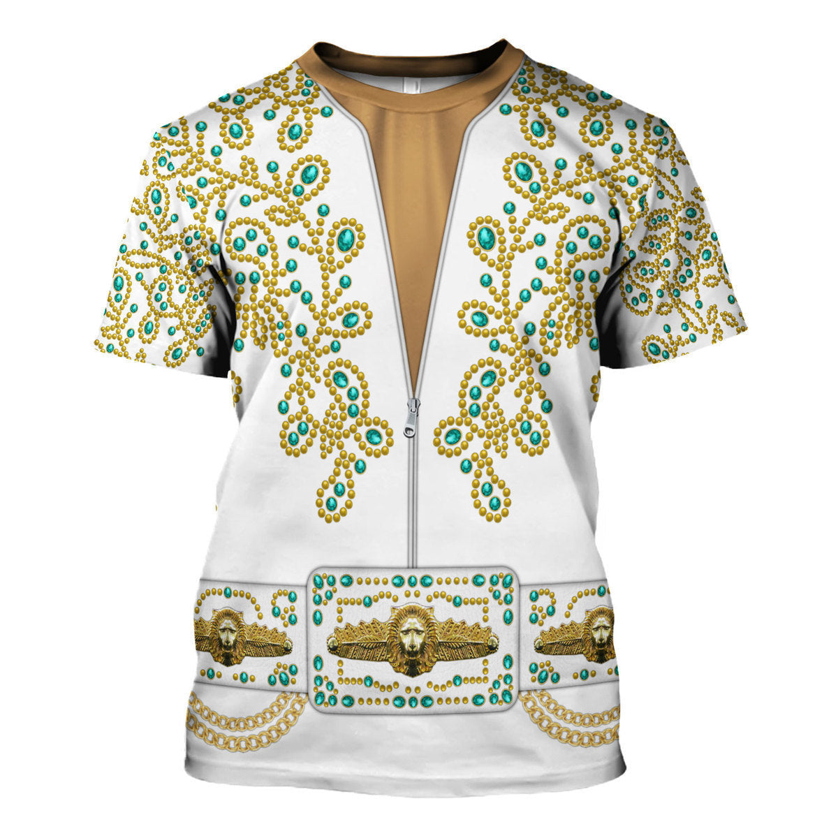 Elvis Spanish Flower - White With Green Stones Costume Hoodie Sweatshirt T-Shirt Tracksuit