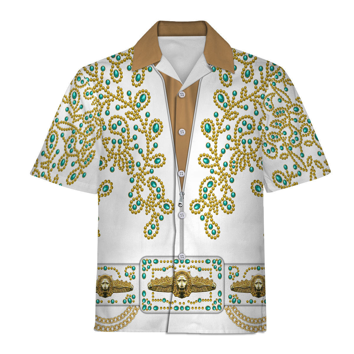Elvis Spanish Flower - White With Green Stones Costume Hoodie Sweatshirt T-Shirt Tracksuit