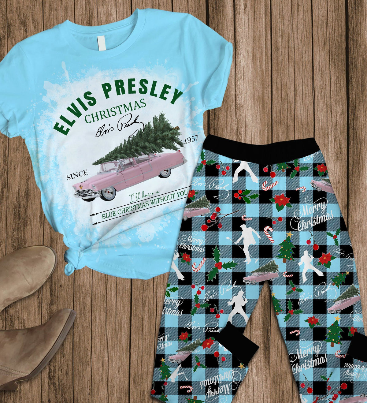 Premium ELVIS 2D Pajamas T-Shirt & Sweatpants Set