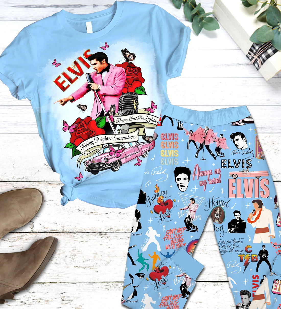 ELVIS 2D Pajamas T-Shirt & Sweatpants Set THAOVTT722