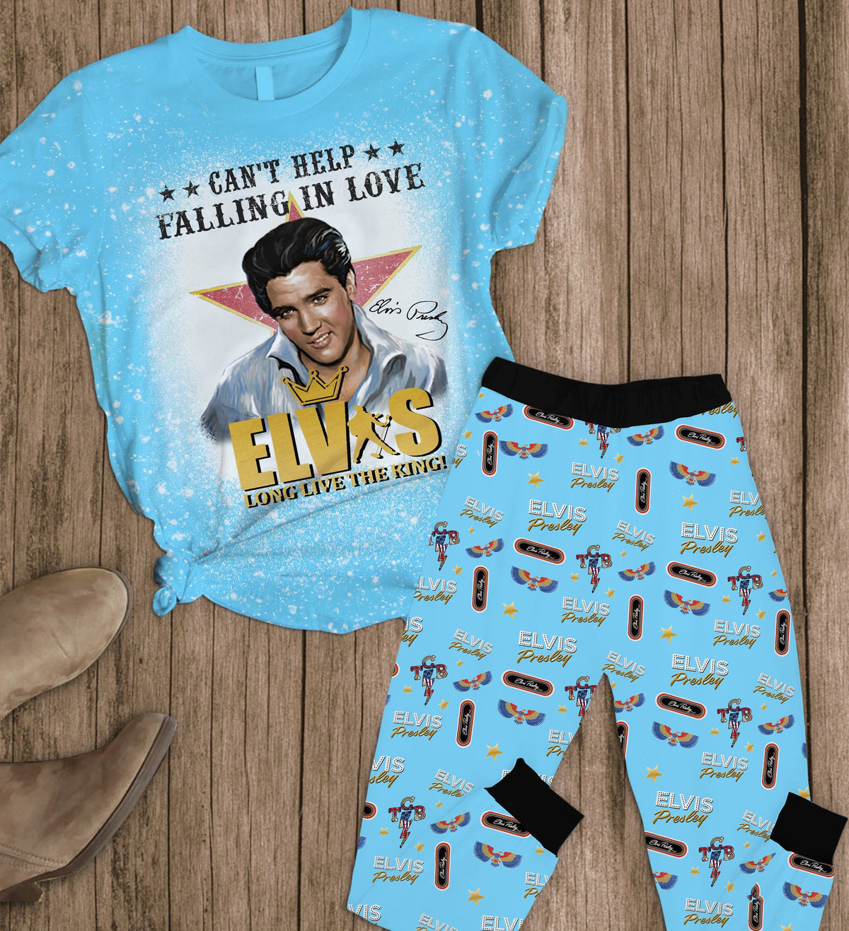 Premium ELVIS 2D Pajamas T-Shirt & Sweatpants Set