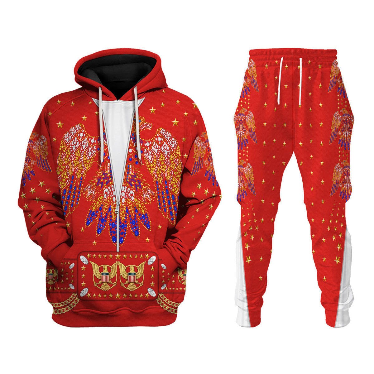 Elvis EAGLE JUMPSUIT Red Costume Hoodie Sweatshirt T-Shirt Tracksuit