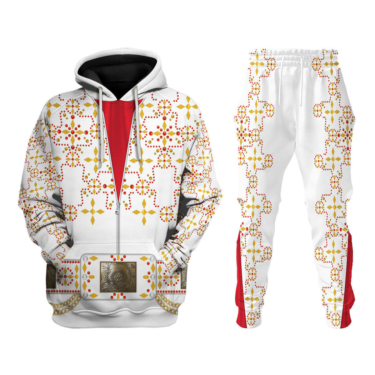 Elvis White Conquistador Jumpsuit Costume Hoodie Sweatshirt T-Shirt Tracksuit